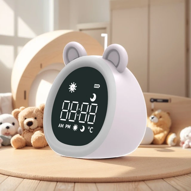 Kids Alarm Clock With Voice Reminder – Cute Bear Sleep Trainer Night Light Sound Machine high quality